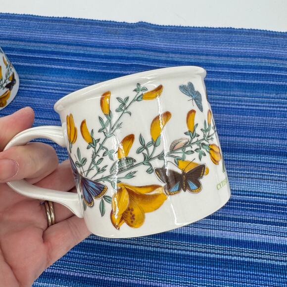 Portmeirion Botanic Garden Tea Cups Mugs 8 oz Cytisus Scoparius Broom Set of 2 - Picture 6 of 12